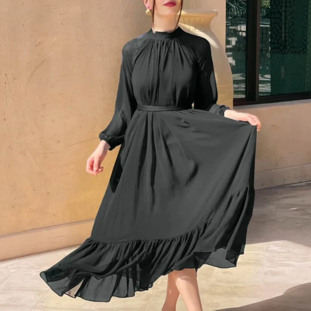 Black Camry - High-neck detailed chiffon dress