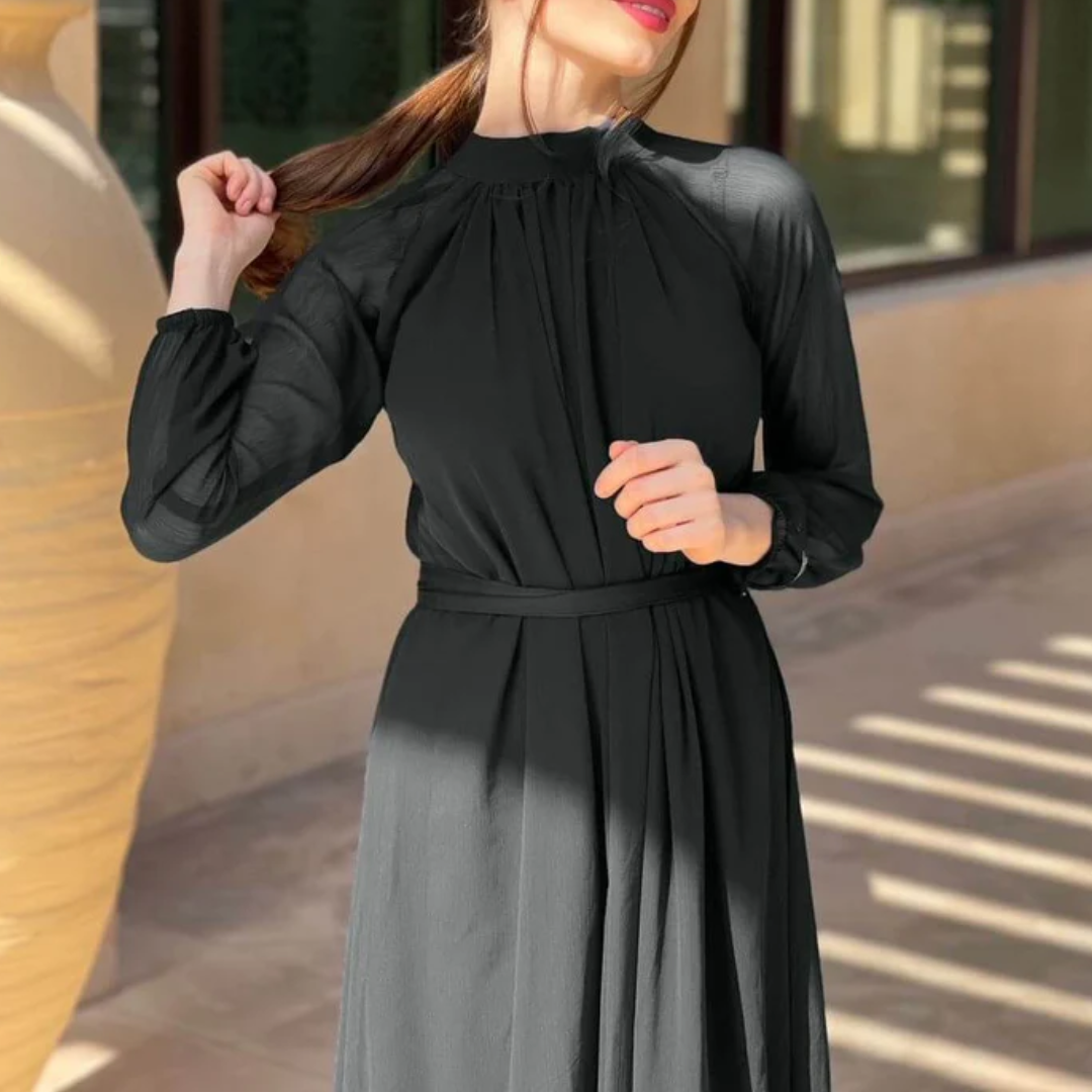 Black Camry - High-neck detailed chiffon dress