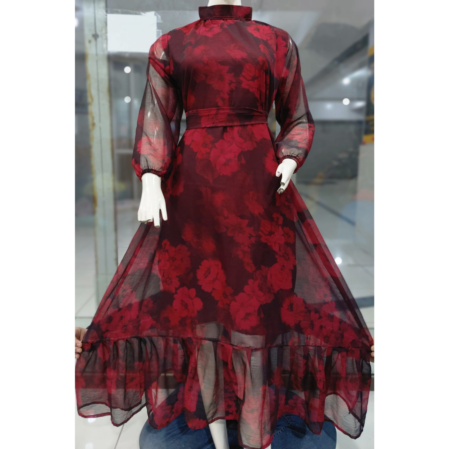 ROSE- High Neck Red Long Dress