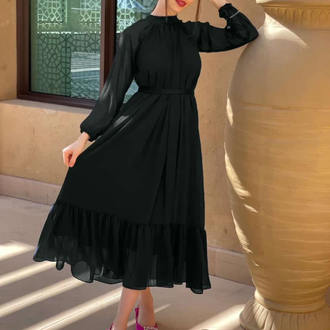 Black Camry - High-neck detailed chiffon dress